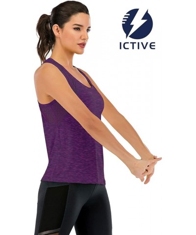 ICTIVE Workout Tank Tops for Women Loose fit Yoga Tops for Women Mesh Racerback Tank Tops Open Back Muscle Tank Dark Purple $...