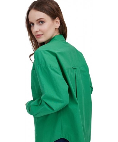 Womens Button Down Shirts, Casual V-Neck Long Sleeve Blouses, Loose Fit Collared Dressy Shirt Tops for Work Formal Green $23....