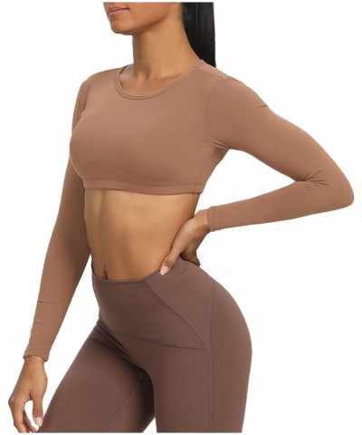 Long Sleeve Crop Tops for Women Clarissa Backless Workout Crop T Shirt Top Brownie $17.67 Activewear