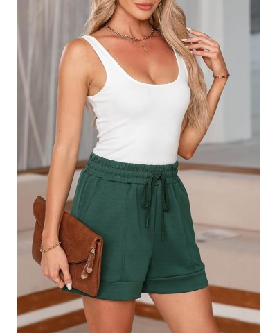 Women's Air Layer Casual Comfy Moisture Wicking Drawstring Shorts with Pockets Blackish Green $14.74 Shorts