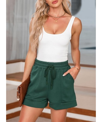 Women's Air Layer Casual Comfy Moisture Wicking Drawstring Shorts with Pockets Blackish Green $14.74 Shorts