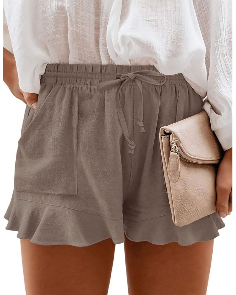 Plus Size Shorts for Women Summer Drawstring Casual Elastic Waist Loose Wide Leg Pocketed Shorts, XL-5XL E905-grey $10.50 Shorts