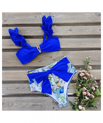 Women High Waisted Swimsuit Flounce Straps Bikini Bathing Suit Print 3 $18.59 Swimsuits