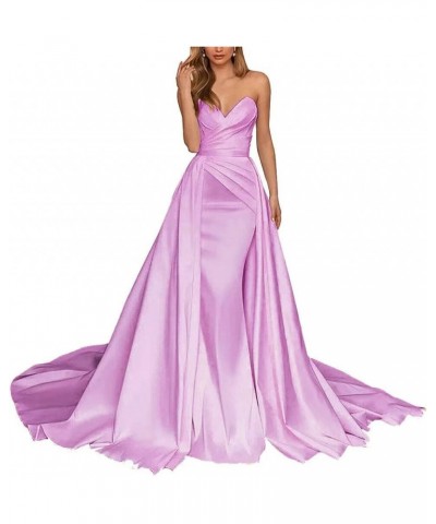 Elegant Beach Mermaid Wedding Dresses Satin Prom Ball Gowns for Bride Long Formal Evening Party Gowns A-lilac $35.70 Dresses