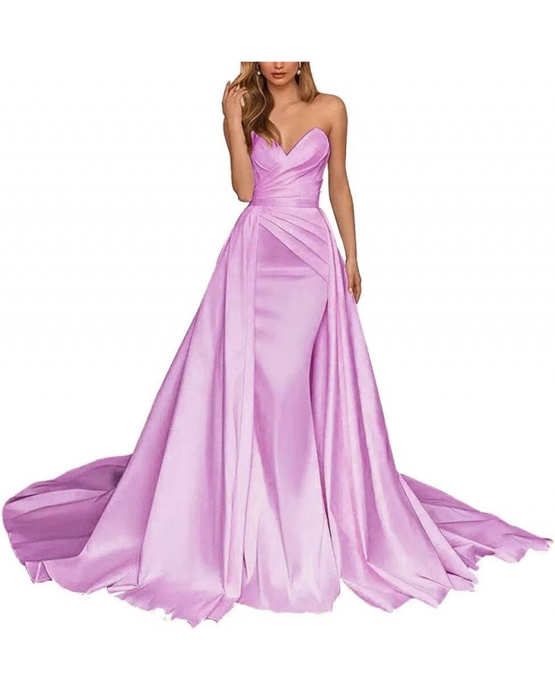 Elegant Beach Mermaid Wedding Dresses Satin Prom Ball Gowns for Bride Long Formal Evening Party Gowns A-lilac $35.70 Dresses