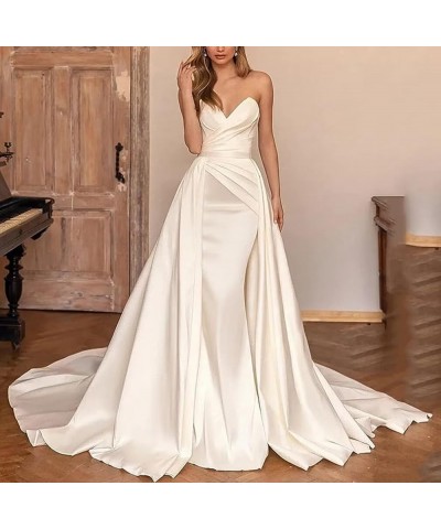 Elegant Beach Mermaid Wedding Dresses Satin Prom Ball Gowns for Bride Long Formal Evening Party Gowns A-lilac $35.70 Dresses