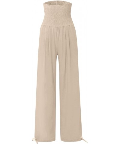 Women's Wide Leg Pants Linen Palazzo Pants Summer Boho High Waist Casual Lounge Pant 2024 Plicated Trousers, S-3XL 4-khaki $1...