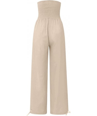 Women's Wide Leg Pants Linen Palazzo Pants Summer Boho High Waist Casual Lounge Pant 2024 Plicated Trousers, S-3XL 4-khaki $1...