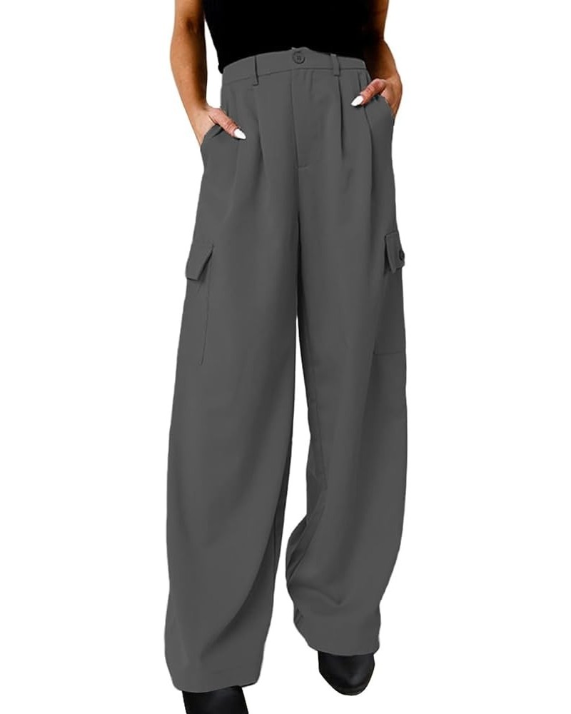 Womens Business Casual Pants Plus Women Wide Leg Pants for Women Work Business Casual High Waisted Dress Pants Pants4-grey $1...