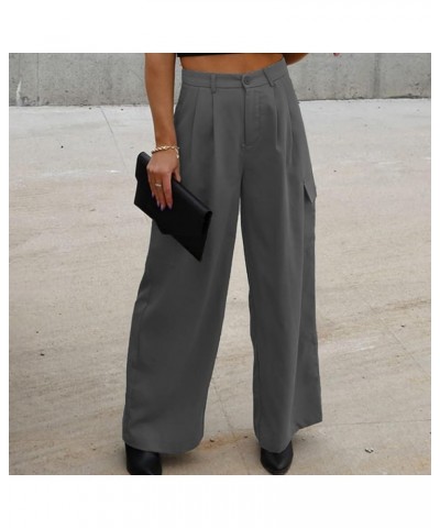 Womens Business Casual Pants Plus Women Wide Leg Pants for Women Work Business Casual High Waisted Dress Pants Pants4-grey $1...