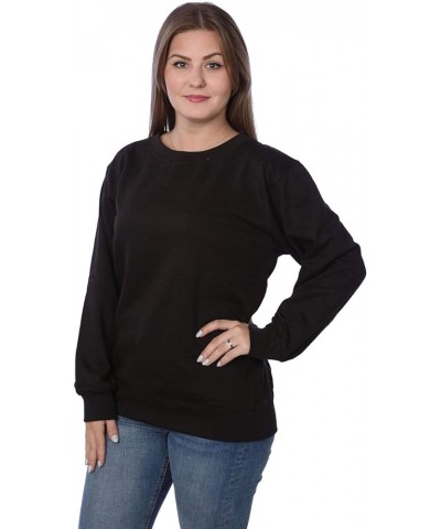 Women's Plus Size Active Fleece Pullover Sweatshirt Solid Black $8.66 Activewear