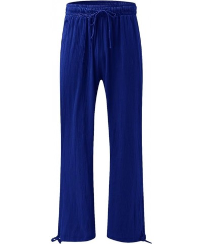 Plus Size Palazzo Pants for Women Trendy High Waisted Drawstring Beach Pants Loose Fit Straight Leg Pants Trousers Blue $8.99...