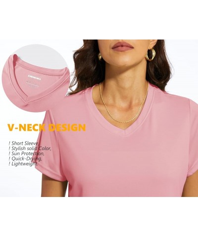 Women's T-Shirts UPF 50+ Sun Protection V-Neck Short Sleeve Tops Quick Dry Hiking Running Workout T-Shirts Gray Pink $12.23 A...