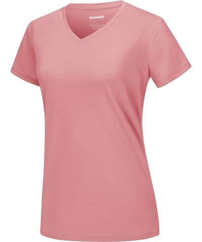 Women's T-Shirts UPF 50+ Sun Protection V-Neck Short Sleeve Tops Quick Dry Hiking Running Workout T-Shirts Gray Pink $12.23 A...