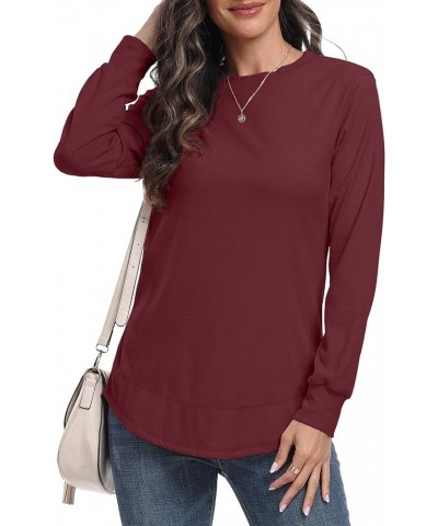 Sweatshirts for Women Crewneck Loose casual Long Sleeve Shirts Pullover Tunic Tops for Leggings A05 Wine Red $12.49 Hoodies &...