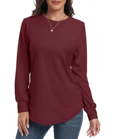 Sweatshirts for Women Crewneck Loose casual Long Sleeve Shirts Pullover Tunic Tops for Leggings A05 Wine Red $12.49 Hoodies &...