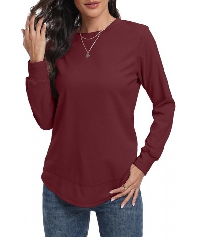 Sweatshirts for Women Crewneck Loose casual Long Sleeve Shirts Pullover Tunic Tops for Leggings A05 Wine Red $12.49 Hoodies &...