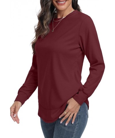 Sweatshirts for Women Crewneck Loose casual Long Sleeve Shirts Pullover Tunic Tops for Leggings A05 Wine Red $12.49 Hoodies &...