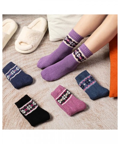 Wool Socks for Women - Womens Wool Socks Winter Warm Wool Socks Men Cozy Knit Socks Boots Socks for Women 5 Pairs Purple Octa...