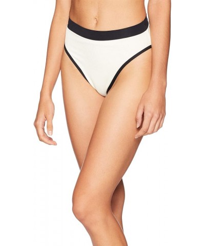 Womens Frenchi Ribbed High Waisted Swimsuit Cream/Black $22.44 Swimsuits