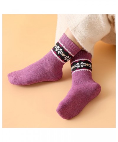 Wool Socks for Women - Womens Wool Socks Winter Warm Wool Socks Men Cozy Knit Socks Boots Socks for Women 5 Pairs Purple Octa...