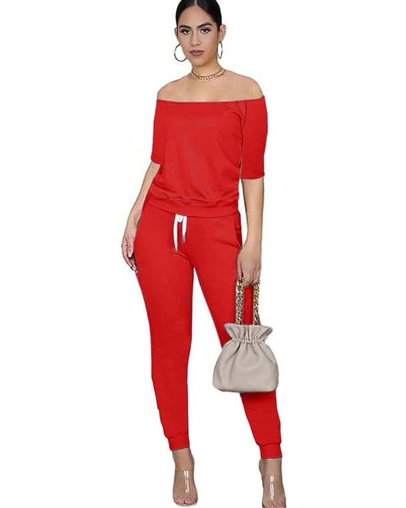 2 Pieces Lounge Set Three Piece Tracksuit Outfit Womens Fall Long Sleeve Sweatsuit Workout Sets 9233-red $15.98 Activewear