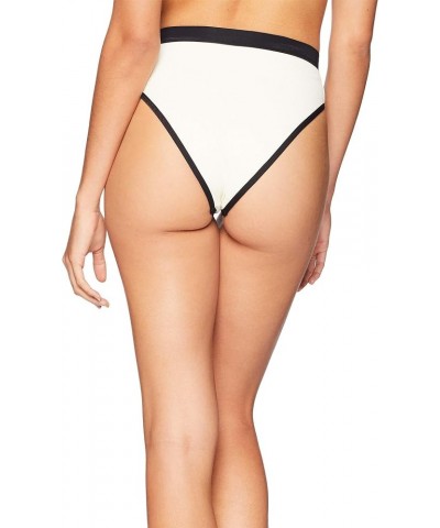 Womens Frenchi Ribbed High Waisted Swimsuit Cream/Black $22.44 Swimsuits