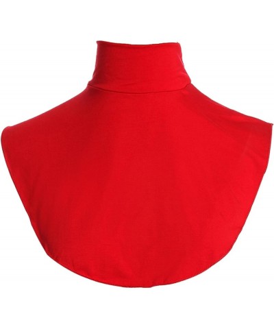 Detachable Cotton Fake Collar False Mock Neck Half Top Blouse Dickey Collar Neck Warmer Shoulder Cover Red D $8.20 Blouses