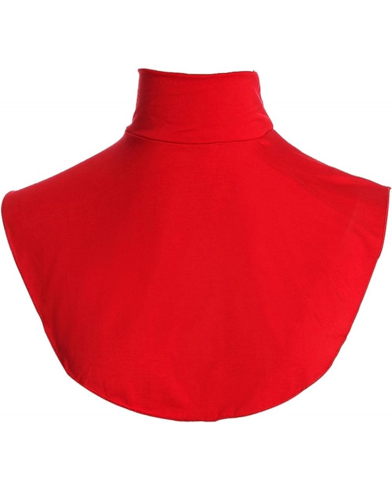 Detachable Cotton Fake Collar False Mock Neck Half Top Blouse Dickey Collar Neck Warmer Shoulder Cover Red D $8.20 Blouses