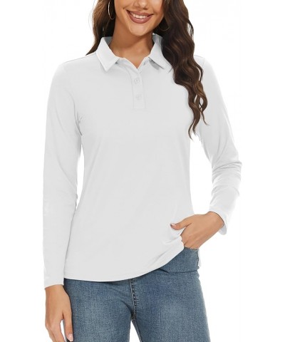 Women's Long Sleeve Polo Sun Protection UV SPF Outdoor Long Sleeve 3-Button Quick Dry Golf Shirt White $13.43 Shirts