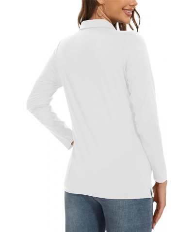 Women's Long Sleeve Polo Sun Protection UV SPF Outdoor Long Sleeve 3-Button Quick Dry Golf Shirt White $13.43 Shirts