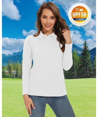 Women's Long Sleeve Polo Sun Protection UV SPF Outdoor Long Sleeve 3-Button Quick Dry Golf Shirt White $13.43 Shirts