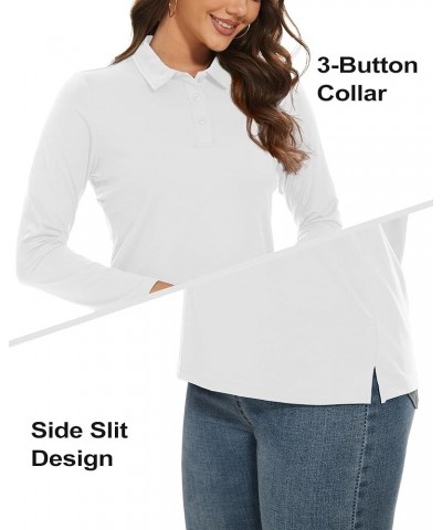 Women's Long Sleeve Polo Sun Protection UV SPF Outdoor Long Sleeve 3-Button Quick Dry Golf Shirt White $13.43 Shirts