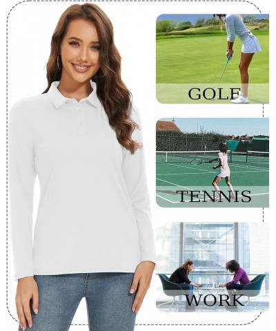 Women's Long Sleeve Polo Sun Protection UV SPF Outdoor Long Sleeve 3-Button Quick Dry Golf Shirt White $13.43 Shirts