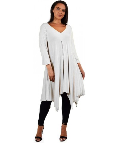 Women Plus Size Long 3/4 Sleeve Flared Swing Tunic Dress Blouse Top White $22.22 Tops