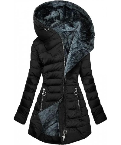 Women's Warm Winter Jackets Fleece Lined Parka Coat Faux Fur Hooded Jacket Outdoor Outerwear Ski Snow Jacket Plus Size 01-bla...