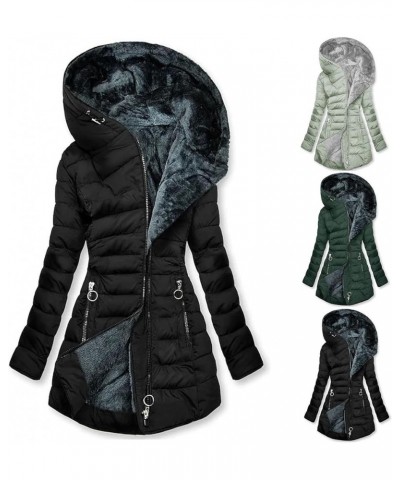 Women's Warm Winter Jackets Fleece Lined Parka Coat Faux Fur Hooded Jacket Outdoor Outerwear Ski Snow Jacket Plus Size 01-bla...