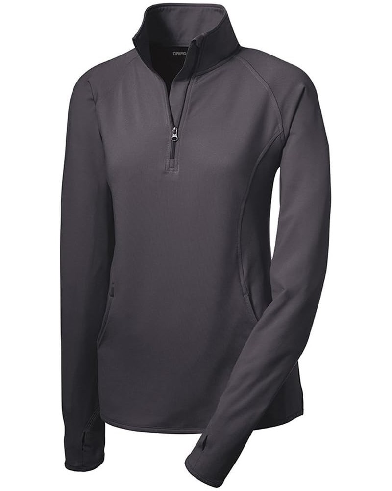 Ladies Moisture Wicking 1/2-Zip Stretch Pullover Sweatshirts in XS-4XL Charcoal Grey $20.21 Activewear