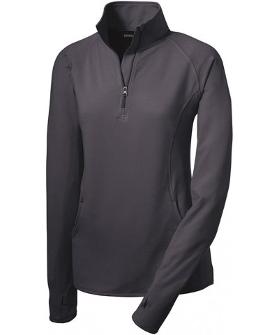 Ladies Moisture Wicking 1/2-Zip Stretch Pullover Sweatshirts in XS-4XL Charcoal Grey $20.21 Activewear