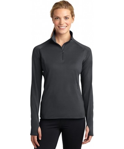 Ladies Moisture Wicking 1/2-Zip Stretch Pullover Sweatshirts in XS-4XL Charcoal Grey $20.21 Activewear