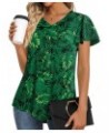 2024 Women's Summer Tunic Tops Short Sleeve Dressy Chiffon Blouses Casual Tshirt for Leggings Leaf Green $17.04 Tops