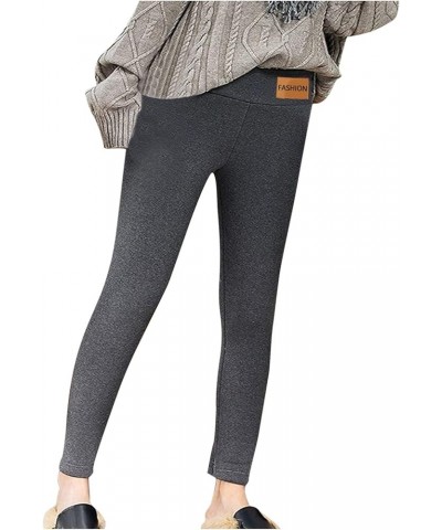 Women's Fleece Lined Leggings Elastic High Waist Solid Color Thermal Capris Cold Weather High Waisted Tights Grey-k $10.33 Le...