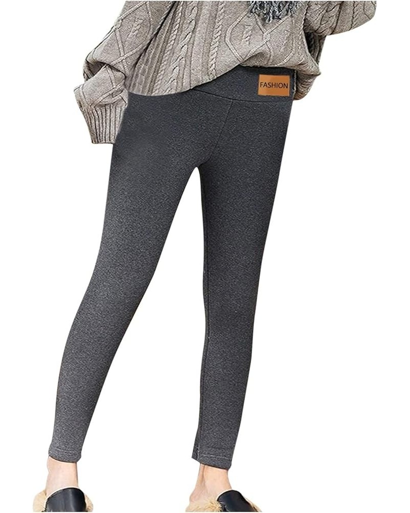 Women's Fleece Lined Leggings Elastic High Waist Solid Color Thermal Capris Cold Weather High Waisted Tights Grey-k $10.33 Le...