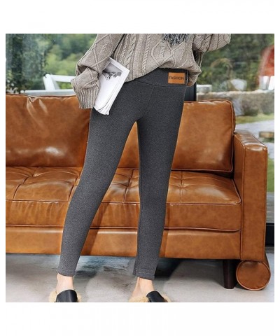 Women's Fleece Lined Leggings Elastic High Waist Solid Color Thermal Capris Cold Weather High Waisted Tights Grey-k $10.33 Le...