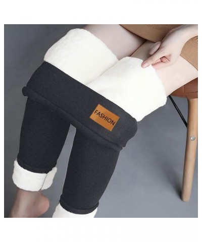 Women's Fleece Lined Leggings Elastic High Waist Solid Color Thermal Capris Cold Weather High Waisted Tights Grey-k $10.33 Le...