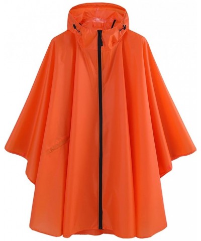 Rain Poncho Jacket Coat Hooded Zipper Style for Women/Men/Adult with Pocket Orange $11.59 Coats