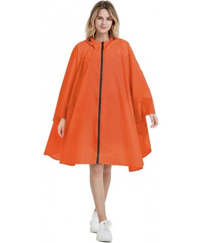 Rain Poncho Jacket Coat Hooded Zipper Style for Women/Men/Adult with Pocket Orange $11.59 Coats