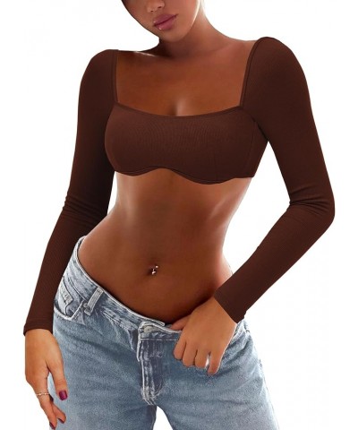 Going Out Tops for Women Sexy Club Tops Y2k Corset Top Rave Outfits Ribbed Long Sleeve Shirts Cute Tube Crop Top B1- Long Sle...