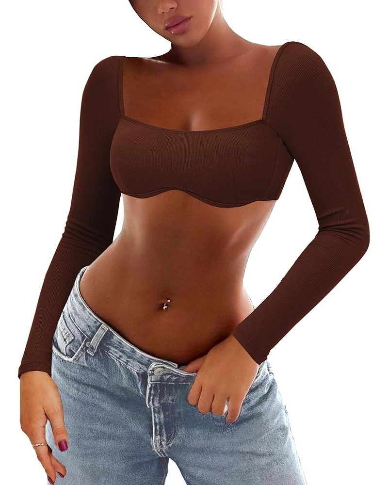 Going Out Tops for Women Sexy Club Tops Y2k Corset Top Rave Outfits Ribbed Long Sleeve Shirts Cute Tube Crop Top B1- Long Sle...