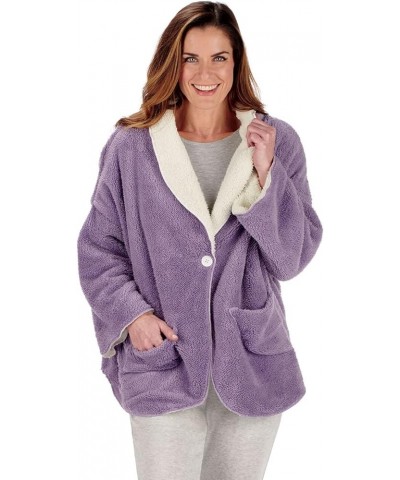 Womens Bed Jacket with Pockets, Fleece Bed Jackets for Women Purple, White $23.09 Jackets